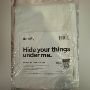 White Dormify Twin XL Bedskirt Extra Long STILL IN PACKAGING